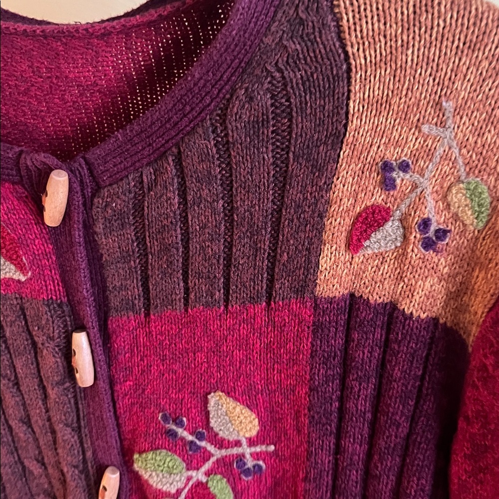 Vintage Erika Patchwork Knit Cardigan Cottagecore - Picture 6 of 8